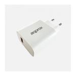 APPROX Telefontöltő - USB-A, 18W gyorstöltő, Fehér + 1m USB Type-C kábel, Fehér