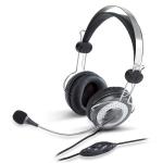Genius Fejhallgató - HS-04SU (3.5mm Jack, hangerőszabályozó, mikrofon, fekete-ezüst)