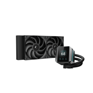 DeepCool CPU Water Cooler - MYSTIQUE 240 (max 21dB; max. 123,09 m3/h; 2x12cm, LED kijelző, fekete)