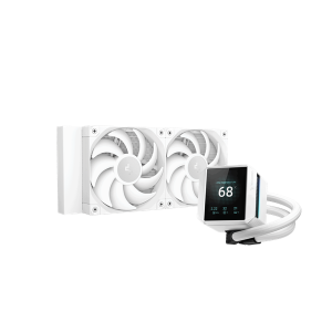 DeepCool CPU Water Cooler - MYSTIQUE 240 WH (max 21dB; max. 123,09 m3/h; 2x12cm, LED kijelző, fehér)
