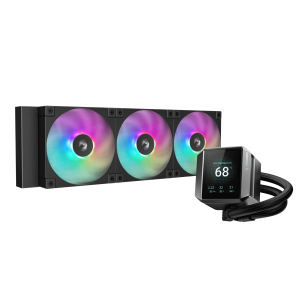 DeepCool CPU Water Cooler - MYSTIQUE 360 ARGB (max 21dB; max. 123,09 m3/h; 3x12cm, LED kijelző, fekete)