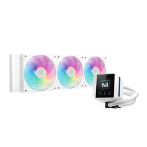 DeepCool CPU Water Cooler - MYSTIQUE 360 WH ARGB (max 21dB; max. 123,09 m3/h; 3x12cm, LED kijelző, fehér)