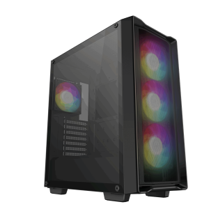 DeepCool Számítógépház - CC560 MESH V2 (ablakos, 4x12cm A-RGB ventilátor, ATX, 2xUSB3.0, fekete)