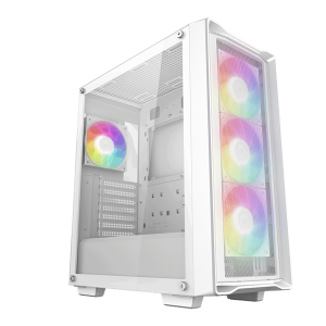 DeepCool Számítógépház - CC560 MESH WH V2 (ablakos, 4x12cm A-RGB ventilátor, ATX, 2xUSB3.0, fehér)