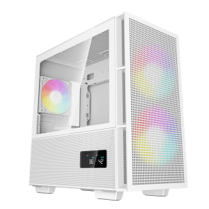 DeepCool Számítógépház - CH360 DIGITAL WH (fekete, 2x14cm +1x12 venti, Mini-ITX / Micro-ATX, 1xUSB3.0, A-RGB, fehér)