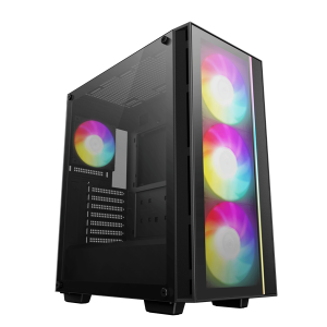 DeepCool Számítógépház - MATREXX55 V4 C (fekete, ablakos, 3x14cm + 1x12cm A-RGB venti, ATX, 1xUSB3.0, Type-C)