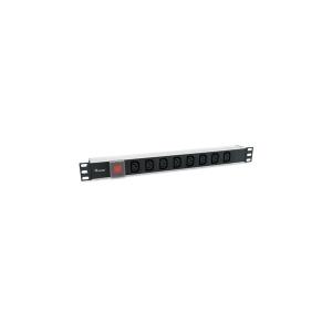 Equip Hálózati Elosztó - 333310 (IEC 320 C14, 8x IEC13, Rack 1U, 1,8m kábel, aluminium, fekete)