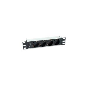 Equip Hálózati Elosztó - 333311 (Schuko, 4x Schuko, Rack 1U, 1,8m kábel, aluminium, fekete)