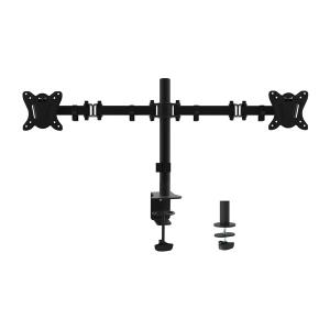 Equip Monitor Asztali konzol - 650152 (13"-27", 2 monitor, dönthető, forgatható, állítható magasság, Max.:2x9kg, fekete)