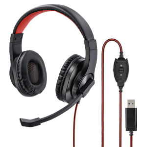 Hama Fejhallgató - 139927 HS-USB400 (hangerőszabályzó, USB-A, 2m, fekete)