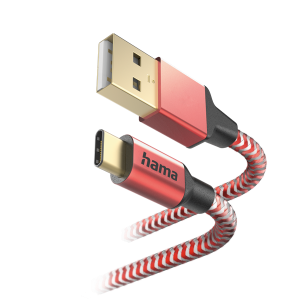 Hama Kábel - 201559 Reflective (USB-C/USB-A, USB 2.0, 1,5m, piros)