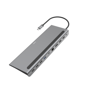 Hama USB HUB -200100 (USB-C 10in1, 4xUSB 3.2, 2xHDMI, 1xLAN, 1xUSB-C, 100W PD, szürke)
