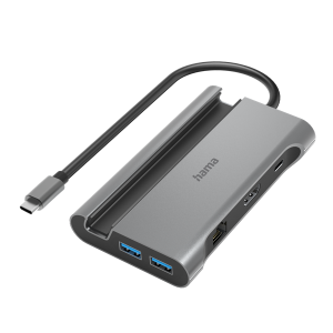 Hama USB HUB - 200143 (USB-C 7in1, 3xUSB 3.1, 2xUSB-C, 1xHDMI, 1xLAN, 100W PD, szürke)