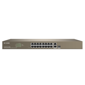 IP-COM Switch Vezérelhető PoE - F1218P-16-250W (16x100Mbps + 2x1Gbps; 1x1Gbps SFP; 16 af/at PoE+ port; 230W)