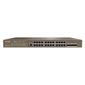 IP-COM Switch Vezérelhető PoE - G5328P-24-410W (L3; 24x1Gbps + 4xSFP port; 24 af/at PoE+ port; 370W; rack-mount)