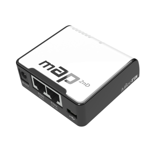 Mikrotik Access Point WiFi N - mAP / RBMAP2ND (300Mbps@2,4GHz; 2port 100Mbps; USB; af/at PoE; Passzív PoE out)