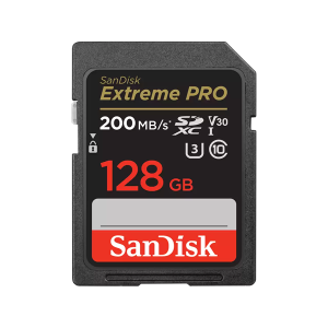Sandisk SD kártya - 128GB SDXC Extreme Pro (200/90 MB/s Class 10 UHS-I, A1 V30)