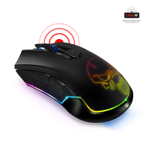 Spirit of Gamer Egér Vezeték nélküli - ELITE-M20 Wireless (4800DPI, 1000Hz, 6 gomb, Omron, harisnyázott kábel, fekete)