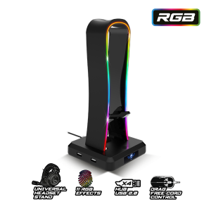 Spirit of Gamer Fejhallgató állvány - SENTINEL (4xUSB2.0, kábelvezetés, csúszásmentes talp, 11 RGB preset)
