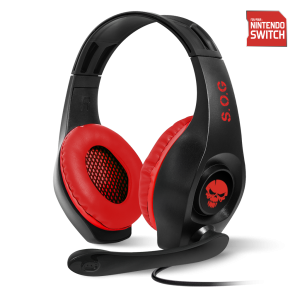 Spirit of Gamer Fejhallgató - PRO-NH5 Red (Nintendo Switch,mikrofon, 3.5mm jack,hangerőszabályzó, 2m kábel fekete-piros)