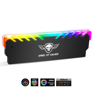 Spirit of Gamer Memória Hűtő - HEATSINK RGB MEMORY (DDR3/DDR4, RGB, aluminium, fekete)