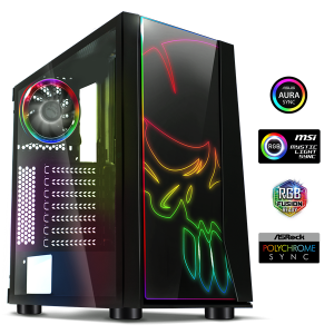 Spirit of Gamer Számítógépház - GHOST ONE RGB (fekete, ablakos, 2x12cm ventilátor, ATX, mATX, 2xUSB3.0, 1xUSB2.0)