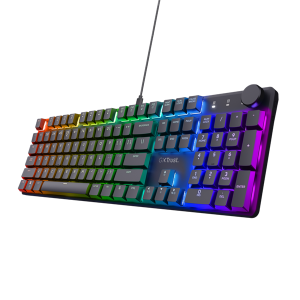 Trust Billentyűzet Gamer - GXT866 Torix (Mechanikus, Huano switch; RGB LED háttérvilágítás; USB; fekete; angol)