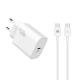 S-Link Hálózati töltő - SL-EC62TP (20W, QC4.0 Gyorstöltés,Type-C to Type-C, 100cm adat+töltőkábel, fehér)